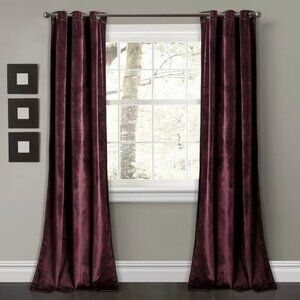 Half Moon Prima Velvet Solid Curtain Panels 2-Pack 82" Plum Room Darkening